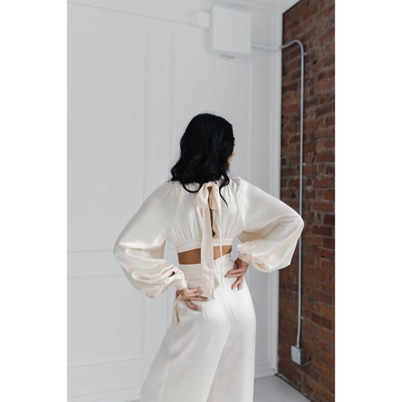 BRIDAL - Shona Joy La Lune High Neck Top Ivory Sz 4 NWT - Picture 3 of 6